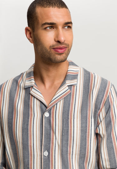 Cozy Comfort Cotton Flannel Button Front Pajama Set | Redwood Stripe 75724-3043